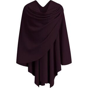 Women's 1-burgundy Cross Front Poncho Sweater Wrap Knitted Elegant Shawls Cape